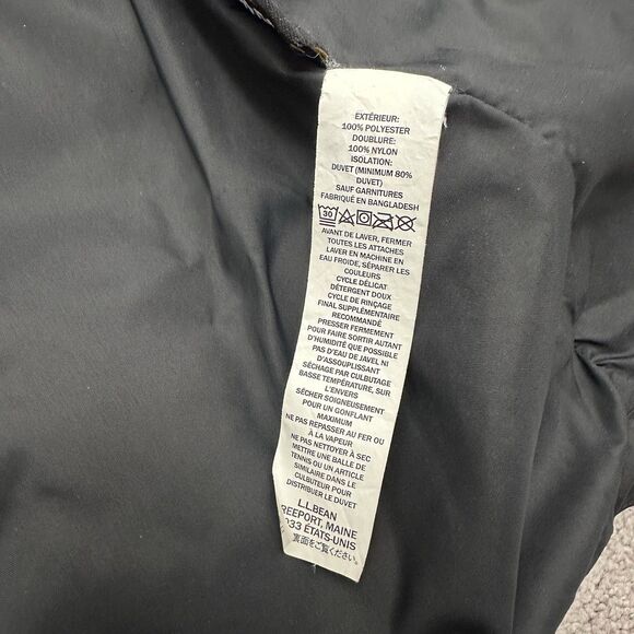 L.L. Bean Women’s M Down Parka Coat Quilted Black Hooded Winter Long Minimalist - Picture 5 of 14